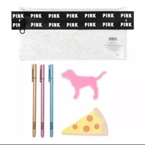 Victoria's Secret PINK Pencil Pouch Set w/ Pens & Dog Notepad